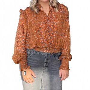 Elan Rust Floral Blouse